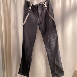 John Varvatos Converse Vintage navy chinos with removable suspenders Size 30